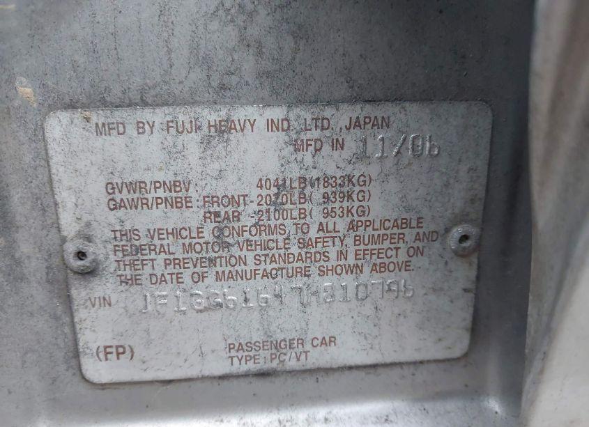 Photo 9 of 2007 Subaru Impreza 2.5I (VIN JF1GG61647H810796)