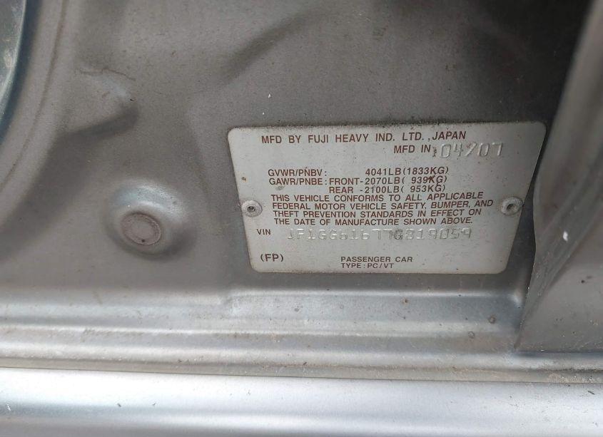 Photo 9 of 2007 Subaru Impreza 2.5I (VIN JF1GG61677G819059)