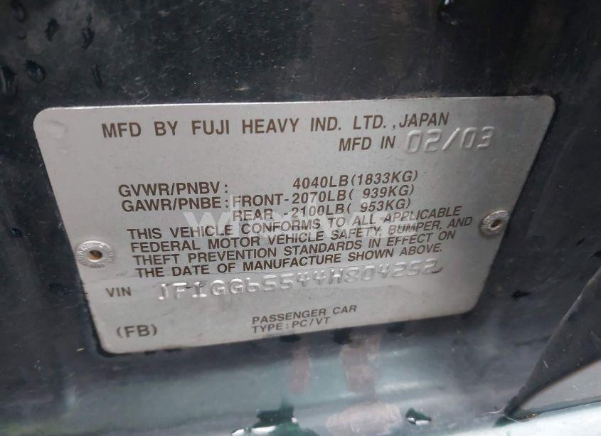 Photo 9 of 2004 Subaru Impreza 2.5TS (VIN JF1GG65544H804252)