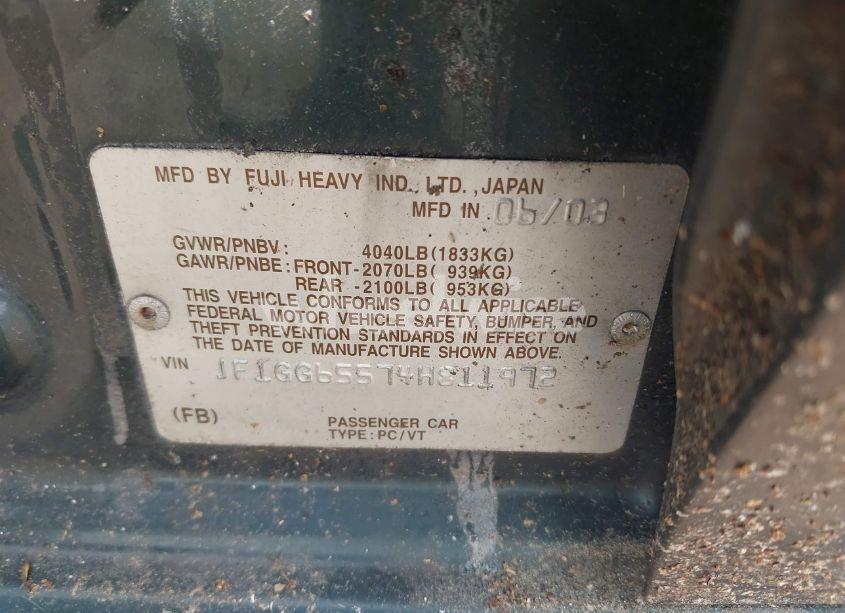 Photo 9 of 2004 Subaru Impreza 2.5TS (VIN JF1GG65574H811972)