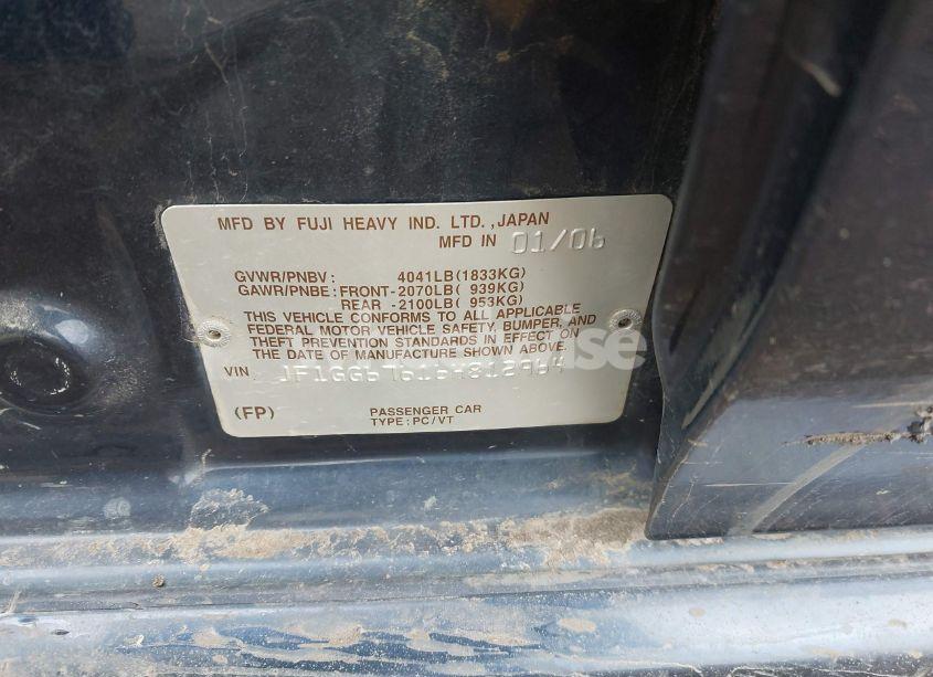 Photo 9 of 2006 Subaru Impreza 2.5I (VIN JF1GG67616H812964)