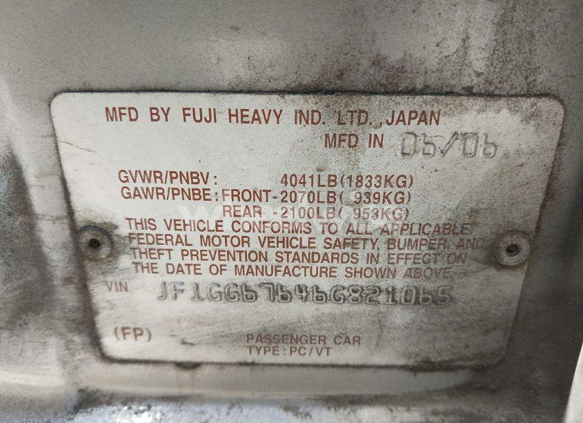 Photo 9 of 2006 Subaru Impreza I (VIN JF1GG67646G821065)