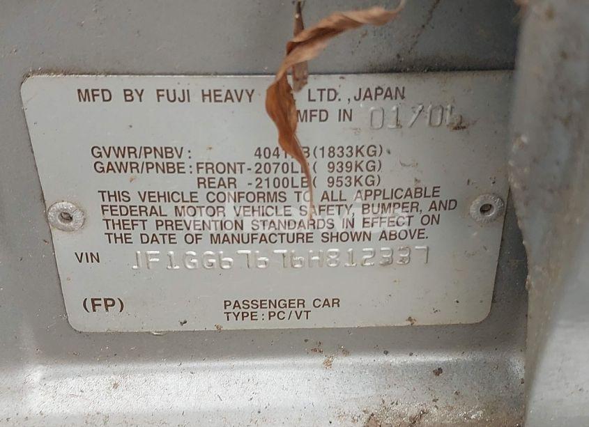 Photo 9 of 2006 Subaru Impreza 2.5I (VIN JF1GG67676H812337)