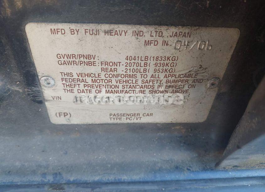 Photo 9 of 2006 Subaru Impreza 2.5I (VIN JF1GG67696H817765)