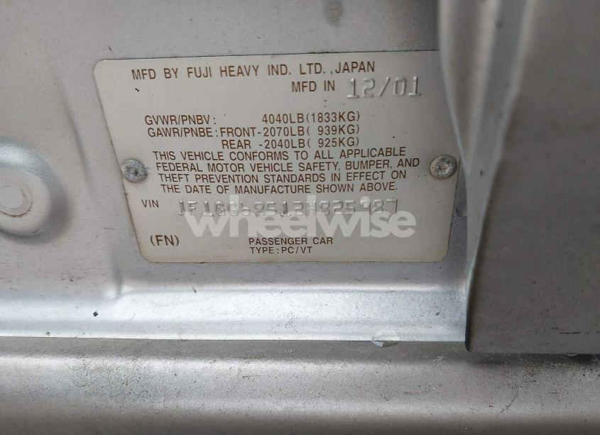 Photo 9 of 2002 Subaru Impreza OUTBACK SPORT (VIN JF1GG68512H825987)