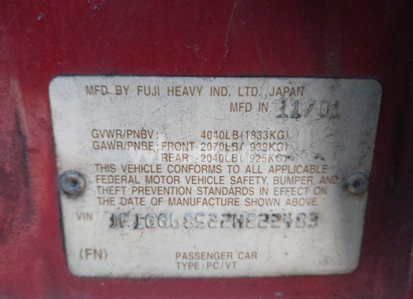 Photo 9 of 2002 Subaru Impreza OUTBACK SPORT (VIN JF1GG68522H822483)