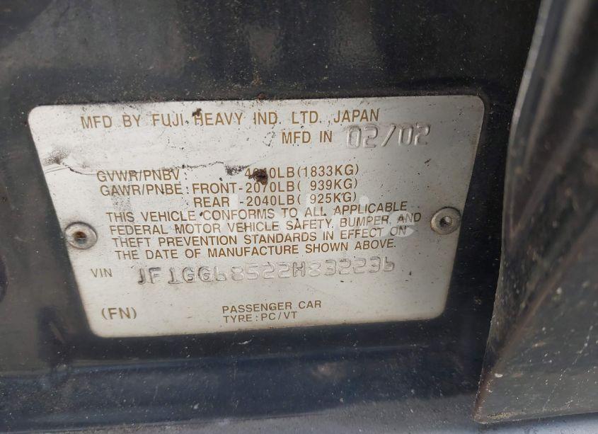 Photo 9 of 2002 Subaru Impreza OUTBACK SPORT (VIN JF1GG68522H832236)