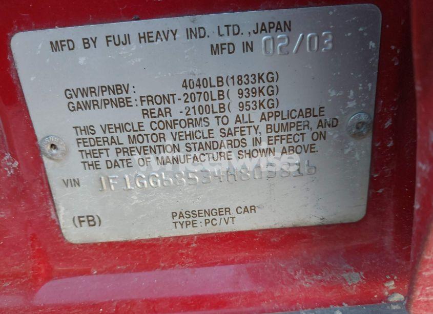 Photo 9 of 2004 Subaru Impreza OUTBACK SPORT (VIN JF1GG68534H803816)