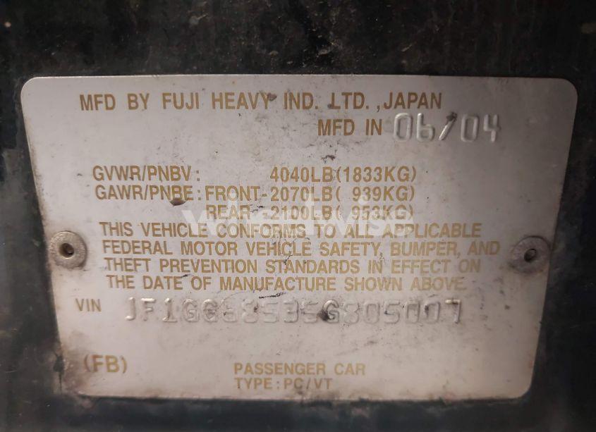 Photo 9 of 2005 Subaru Impreza OUTBACK SPORT BASE W/SPECIAL EDITION (VIN JF1GG68535G805007)