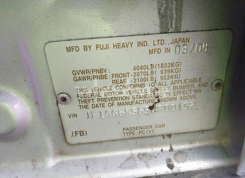 Photo 9 of 2005 Subaru Impreza OUTBACK SPORT BASE W/SPECIAL EDITION (VIN JF1GG68565H800152)