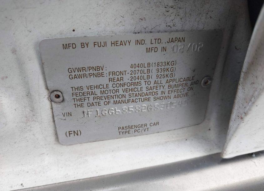 Photo 9 of 2002 Subaru Impreza OUTBACK SPORT (VIN JF1GG68582G830545)