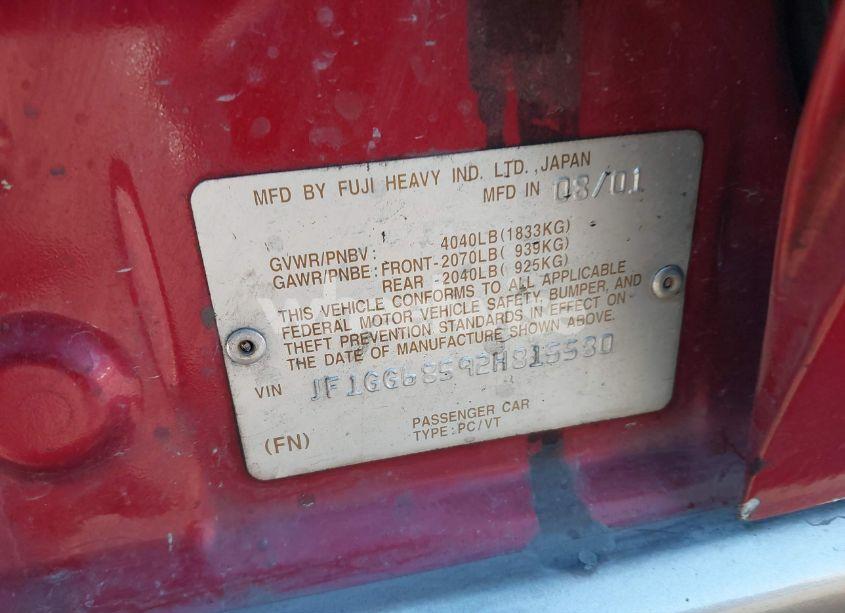 Photo 9 of 2002 Subaru Impreza OUTBACK SPORT (VIN JF1GG68592H815580)