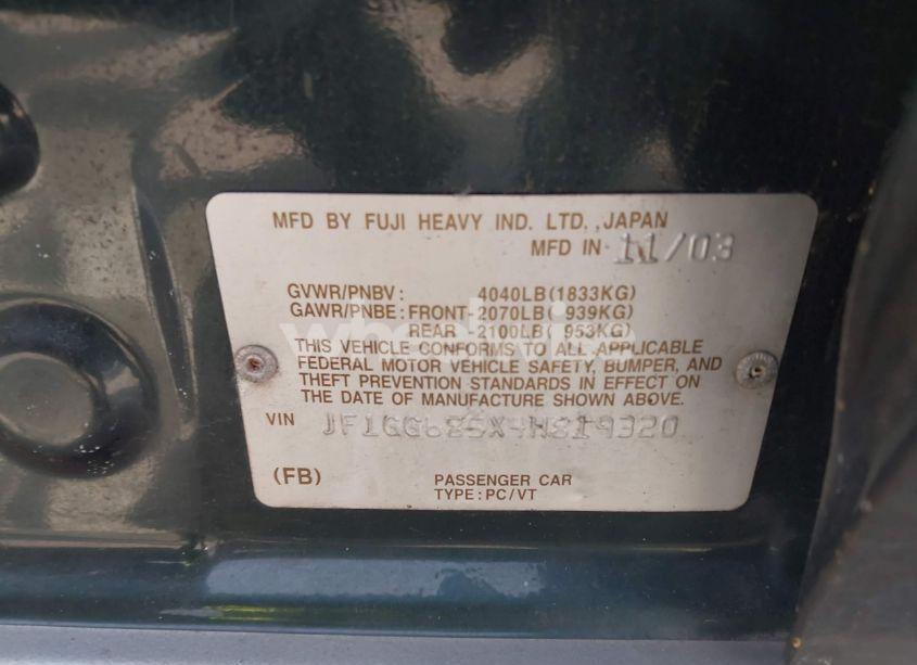 Photo 9 of 2004 Subaru Impreza OUTBACK SPORT (VIN JF1GG685X4H819320)