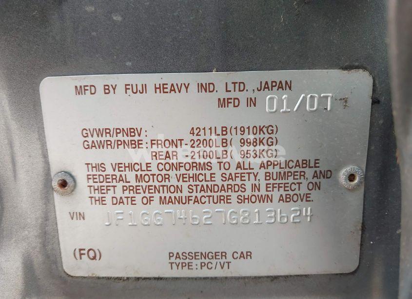 Photo 9 of 2007 Subaru Impreza WRX (VIN JF1GG74627G813624)