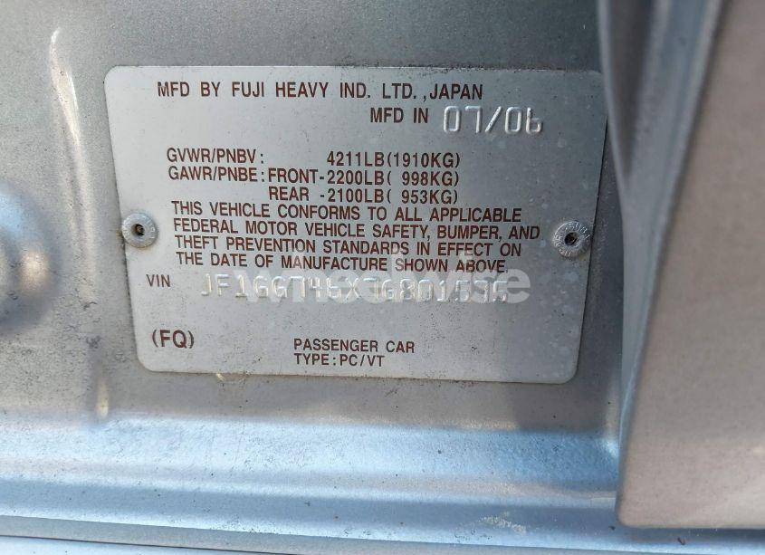 Photo 9 of 2007 Subaru Impreza WRX (VIN JF1GG746X7G801575)