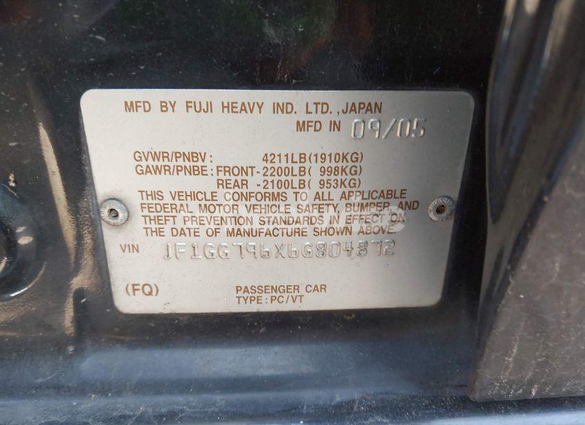 Photo 9 of 2006 Subaru Impreza WRX/WRX LIMITED (VIN JF1GG796X6G804872)