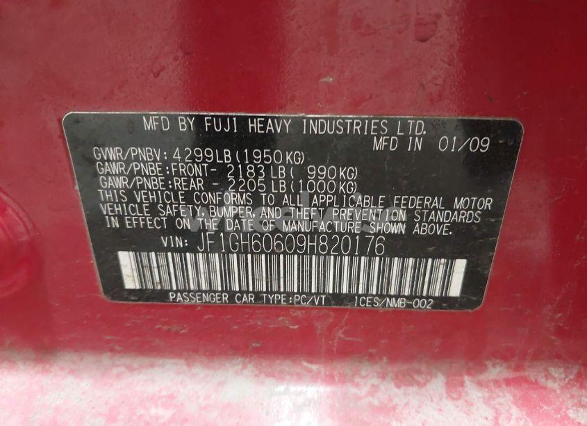 Photo 9 of 2009 Subaru Impreza 2.5I (VIN JF1GH60609H820176)