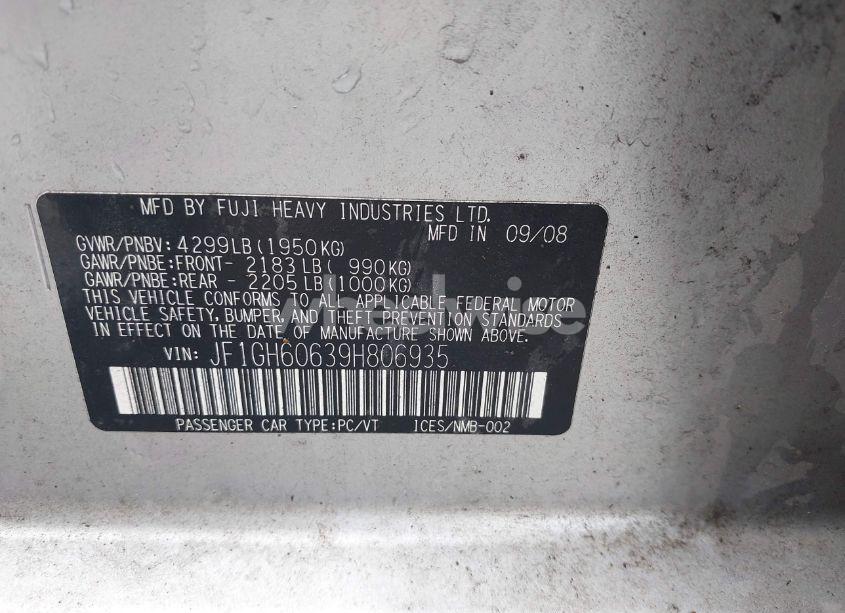 Photo 9 of 2009 Subaru Impreza 2.5I (VIN JF1GH60639H806935)