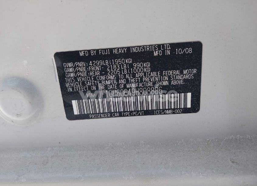 Photo 9 of 2009 Subaru Impreza 2.5I (VIN JF1GH60649H808886)