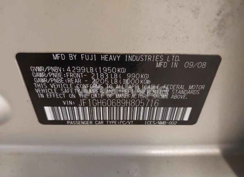 Photo 9 of 2009 Subaru Impreza 2.5I (VIN JF1GH60689H805716)