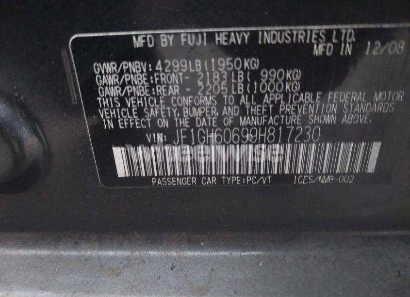 Photo 9 of 2009 Subaru Impreza 2.5I (VIN JF1GH60699H817230)