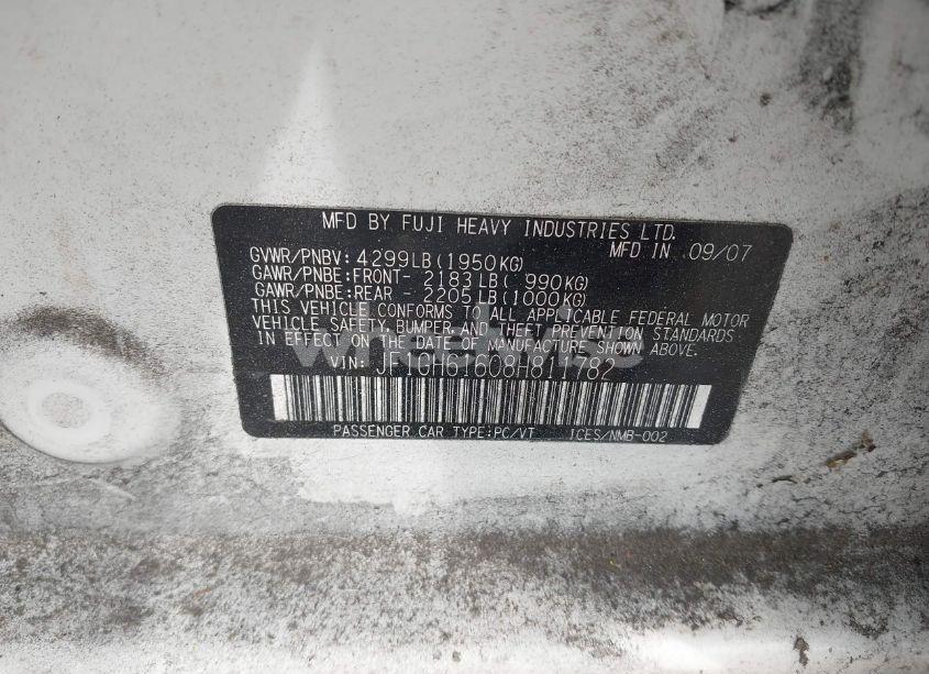 Photo 9 of 2008 Subaru Impreza 2.5I (VIN JF1GH61608H811782)