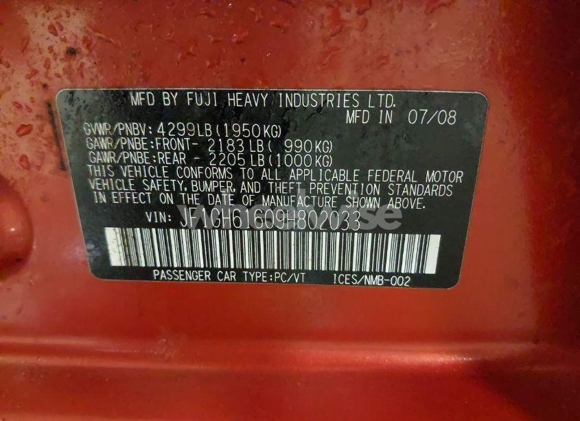 Photo 9 of 2009 Subaru Impreza 2.5I (VIN JF1GH61609H802033)