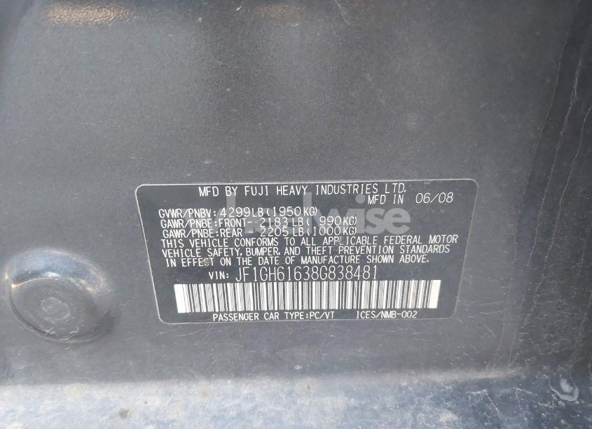 Photo 9 of 2008 Subaru Impreza 2.5I (VIN JF1GH61638G838481)
