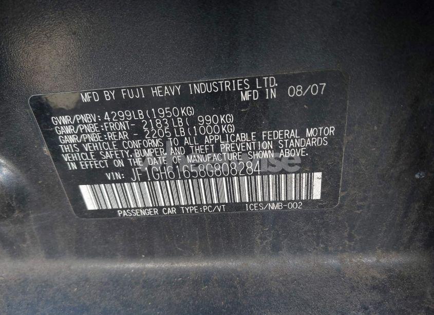 Photo 9 of 2008 Subaru Impreza 2.5I (VIN JF1GH61658G808284)