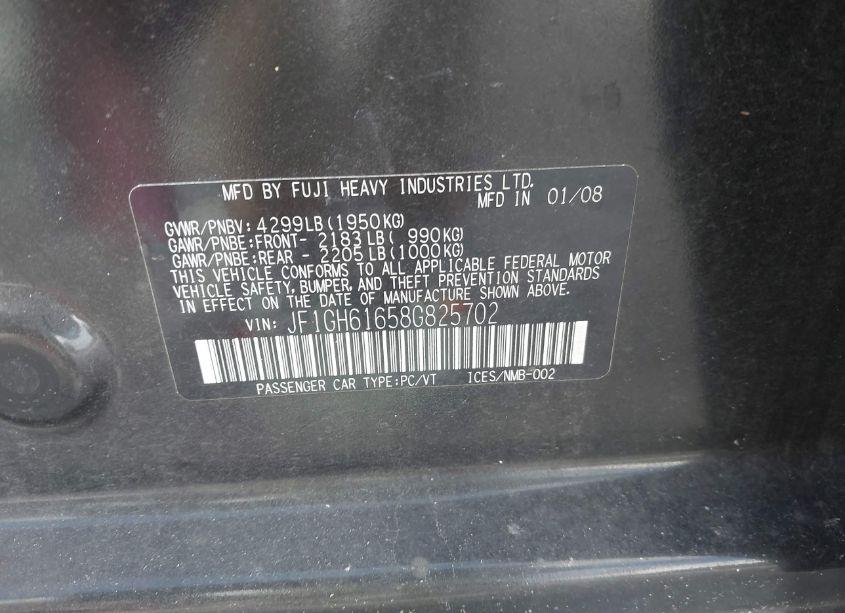 Photo 9 of 2008 Subaru Impreza 2.5I (VIN JF1GH61658G825702)
