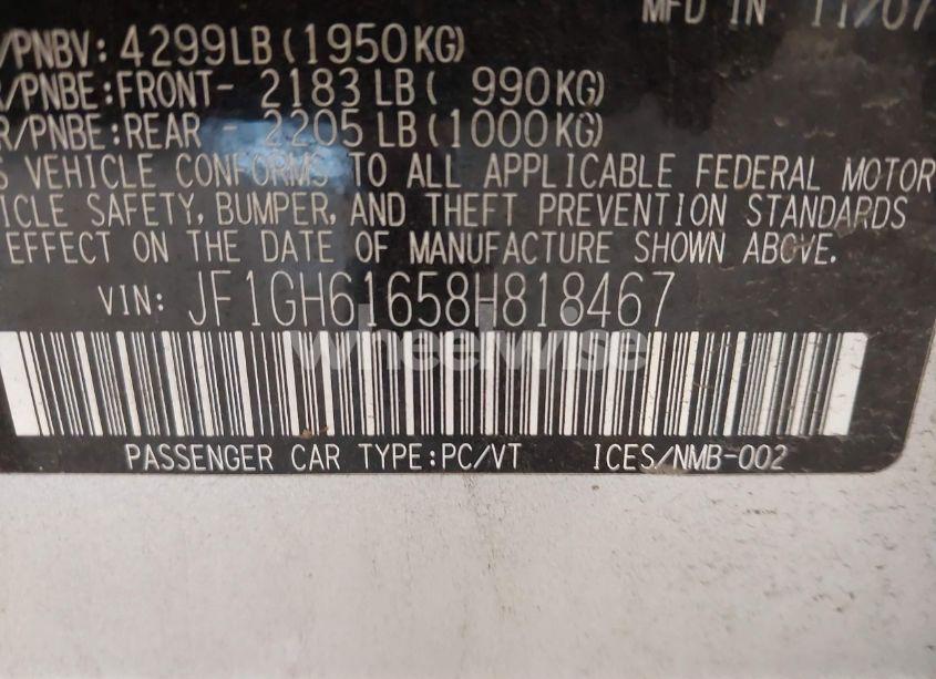 Photo 9 of 2008 Subaru Impreza 2.5I (VIN JF1GH61658H818467)