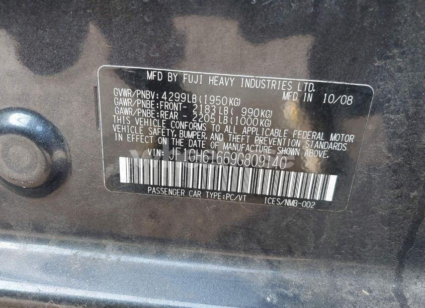 Photo 9 of 2009 Subaru Impreza 2.5I (VIN JF1GH61669G809140)