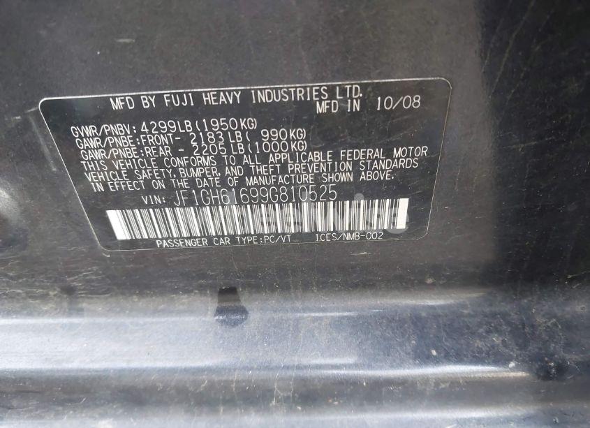 Photo 9 of 2009 Subaru Impreza 2.5I (VIN JF1GH61699G810525)