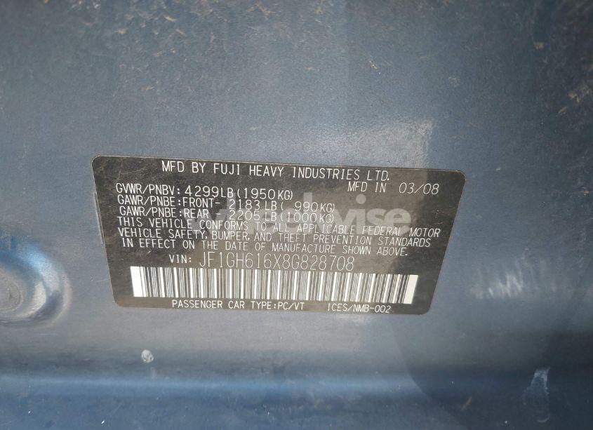 Photo 9 of 2008 Subaru Impreza 2.5I (VIN JF1GH616X8G828708)