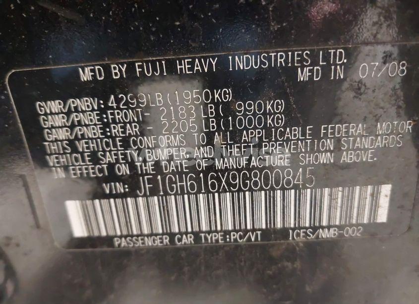 Photo 9 of 2009 Subaru Impreza 2.5I (VIN JF1GH616X9G800845)