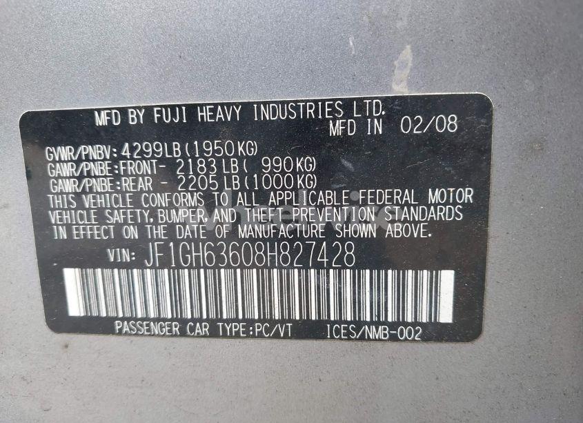 Photo 9 of 2008 Subaru Impreza OUTBACK SPORT (VIN JF1GH63608H827428)