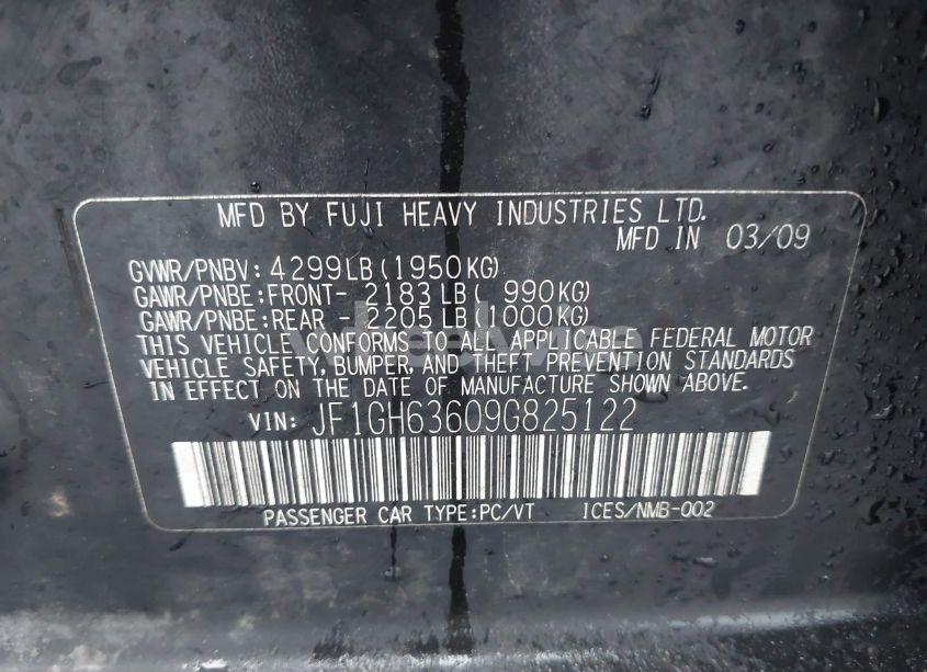 Photo 9 of 2009 Subaru Impreza OUTBACK SPORT (VIN JF1GH63609G825122)