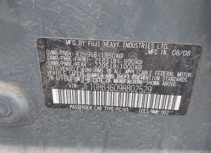 Photo 9 of 2009 Subaru Impreza OUTBACK SPORT (VIN JF1GH63609H802529)