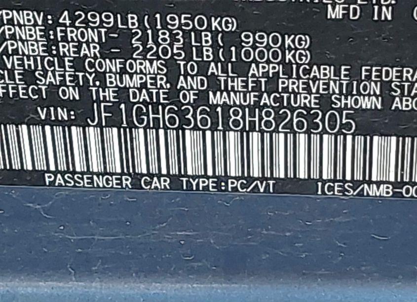 Photo 9 of 2008 Subaru Impreza OUTBACK SPORT (VIN JF1GH63618H826305)