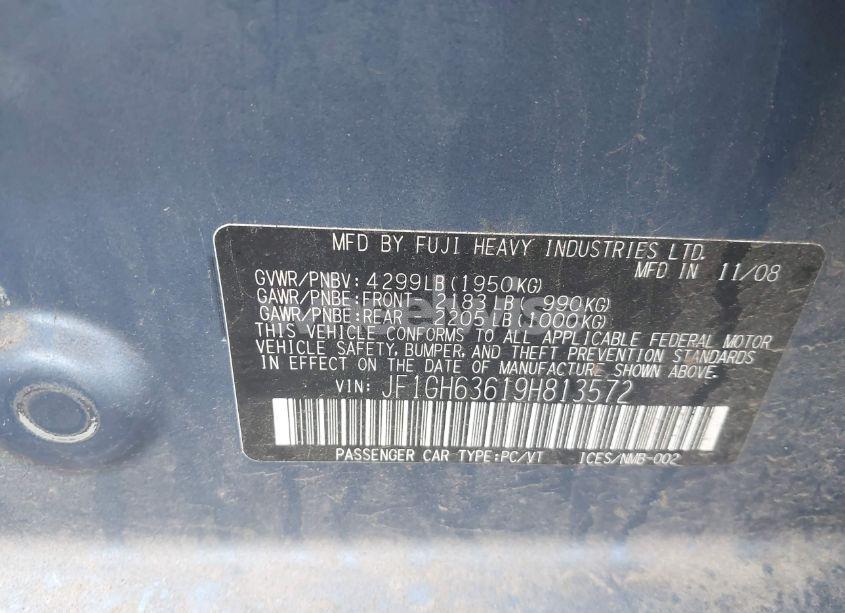 Photo 9 of 2009 Subaru Impreza OUTBACK SPORT (VIN JF1GH63619H813572)