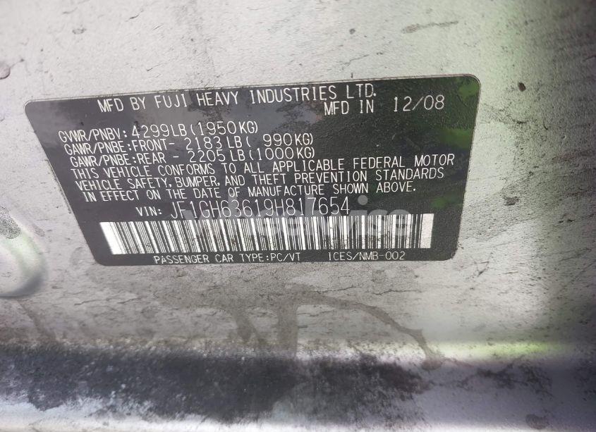 Photo 9 of 2009 Subaru Impreza OUTBACK SPORT (VIN JF1GH63619H817654)