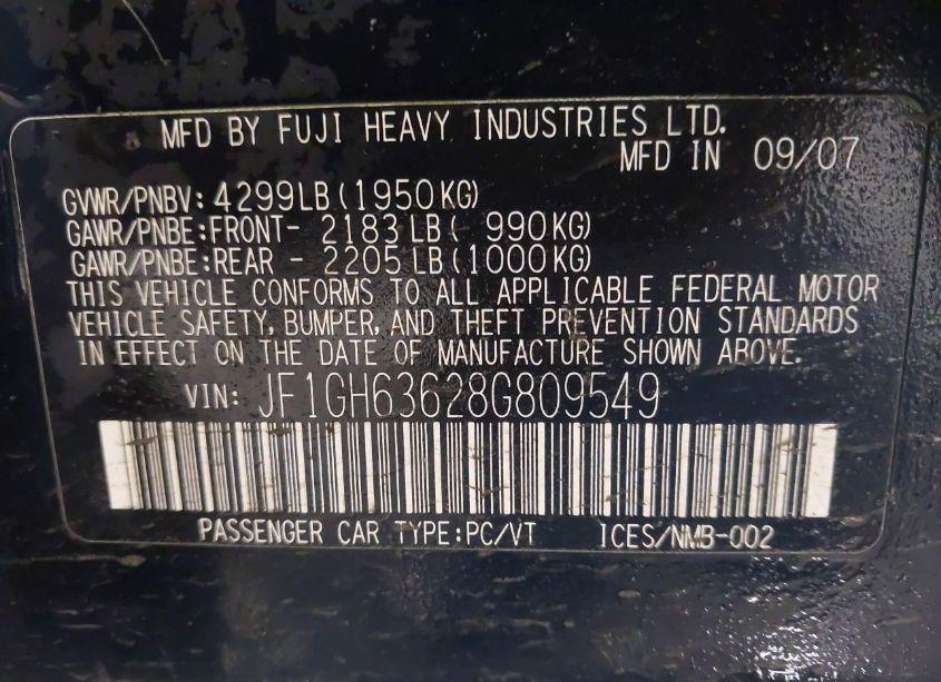 Photo 9 of 2008 Subaru Impreza OUTBACK SPORT (VIN JF1GH63628G809549)