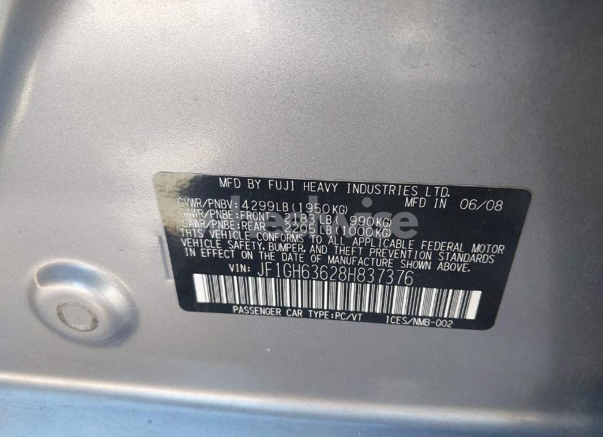 Photo 9 of 2008 Subaru Impreza OUTBACK SPORT (VIN JF1GH63628H837376)