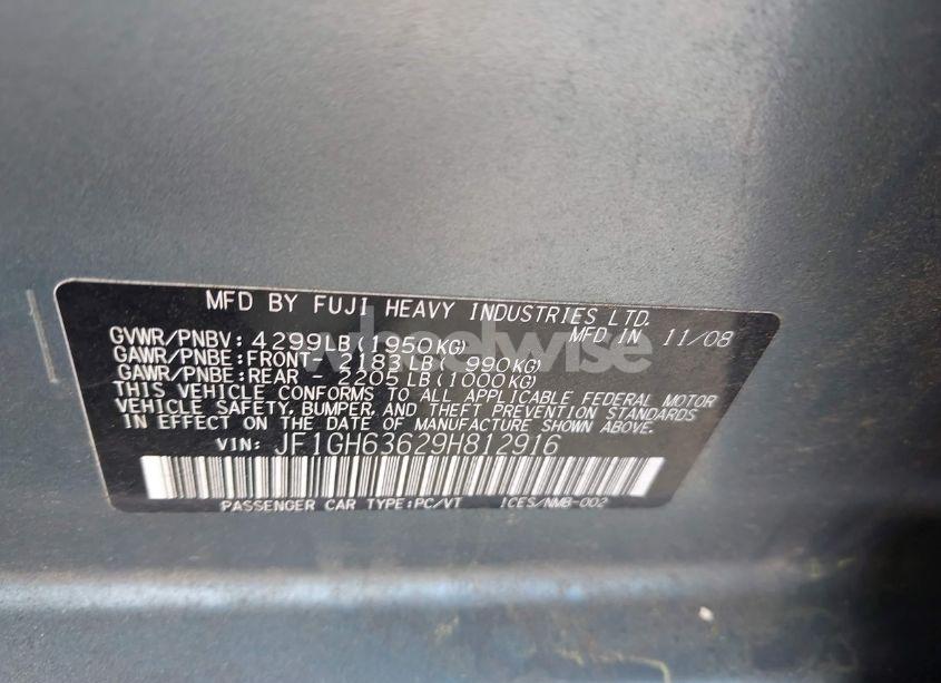 Photo 9 of 2009 Subaru Impreza OUTBACK SPORT (VIN JF1GH63629H812916)
