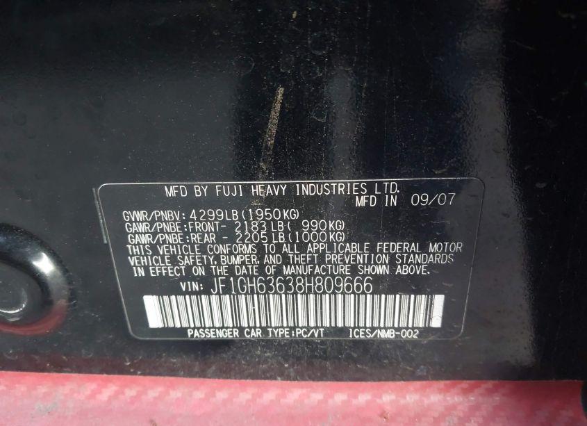 Photo 9 of 2008 Subaru Impreza OUTBACK SPORT (VIN JF1GH63638H809666)