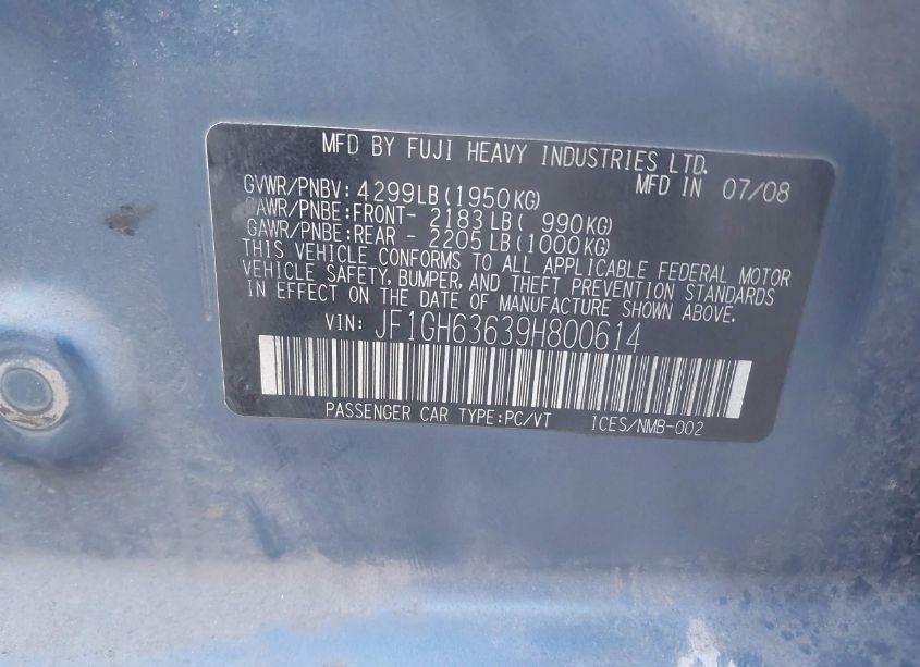 Photo 9 of 2009 Subaru Impreza OUTBACK SPORT (VIN JF1GH63639H800614)