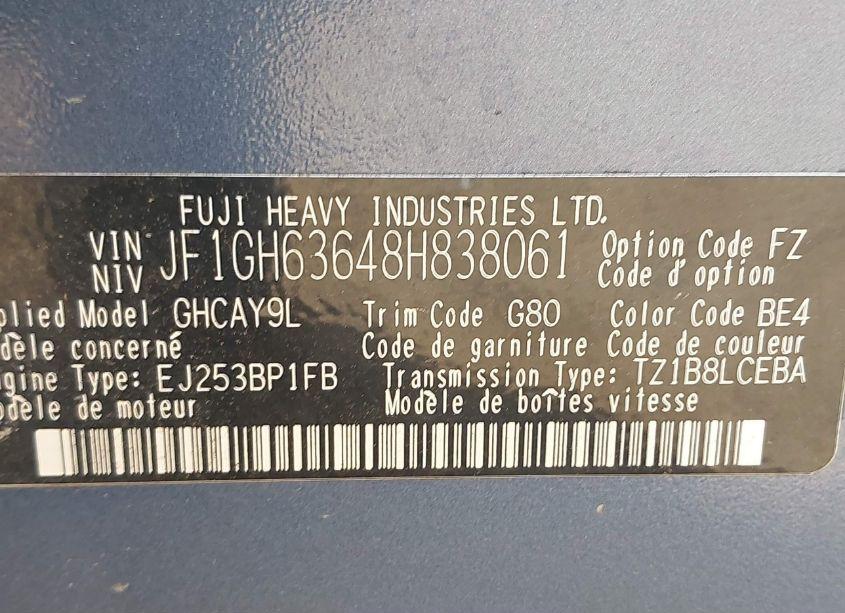 Photo 9 of 2008 Subaru Impreza OUTBACK SPORT (VIN JF1GH63648H838061)