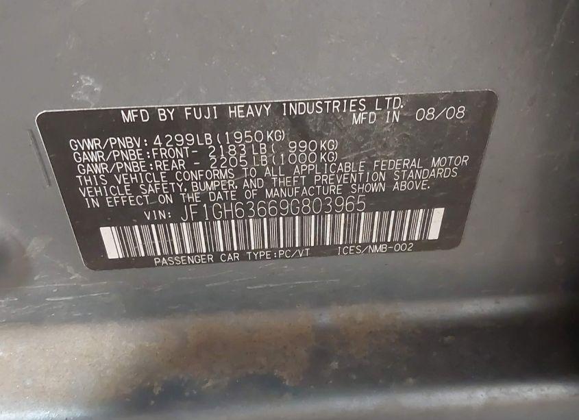 Photo 9 of 2009 Subaru Impreza OUTBACK SPORT (VIN JF1GH63669G803965)