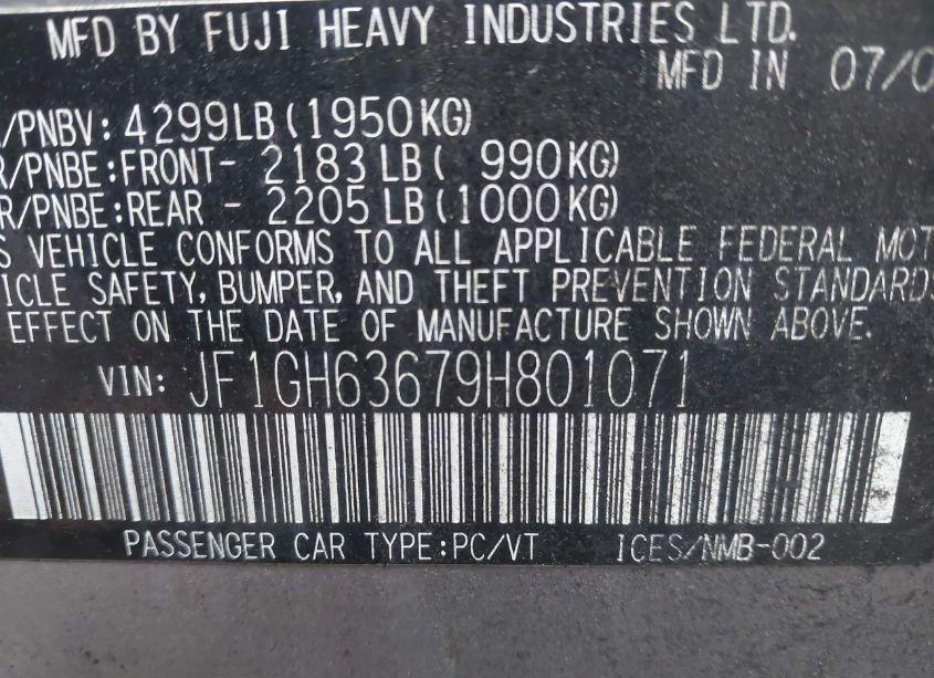 Photo 9 of 2009 Subaru Impreza OUTBACK SPORT (VIN JF1GH63679H801071)