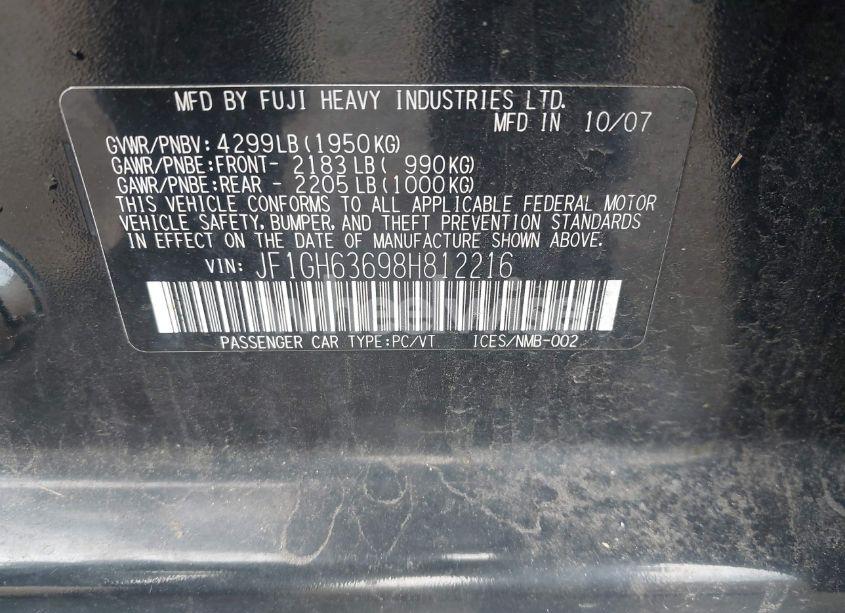 Photo 9 of 2008 Subaru Impreza OUTBACK SPORT (VIN JF1GH63698H812216)